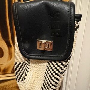 BEIS Black and Cream Crossbody Bag